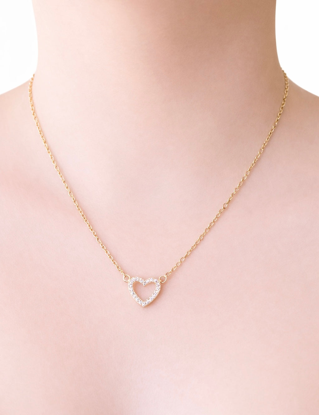 Natalie Gold Open Heart Necklace- 18"