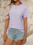 Women’s Floral Textured Short Sleeve Top Summer Vintage