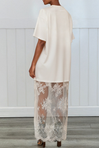 LAS Floral Lace Patchwork T Shirt Maxi Dress
