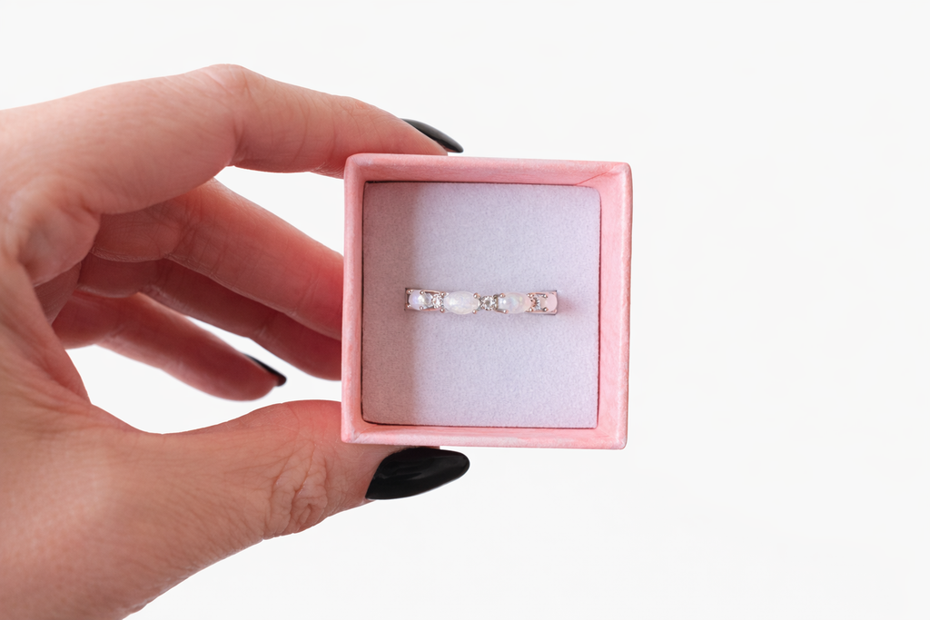 Elodie Opal Eternity Band- Silver