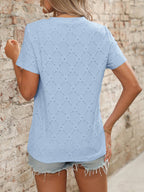 Women’s Floral Textured Short Sleeve Top Summer Vintage