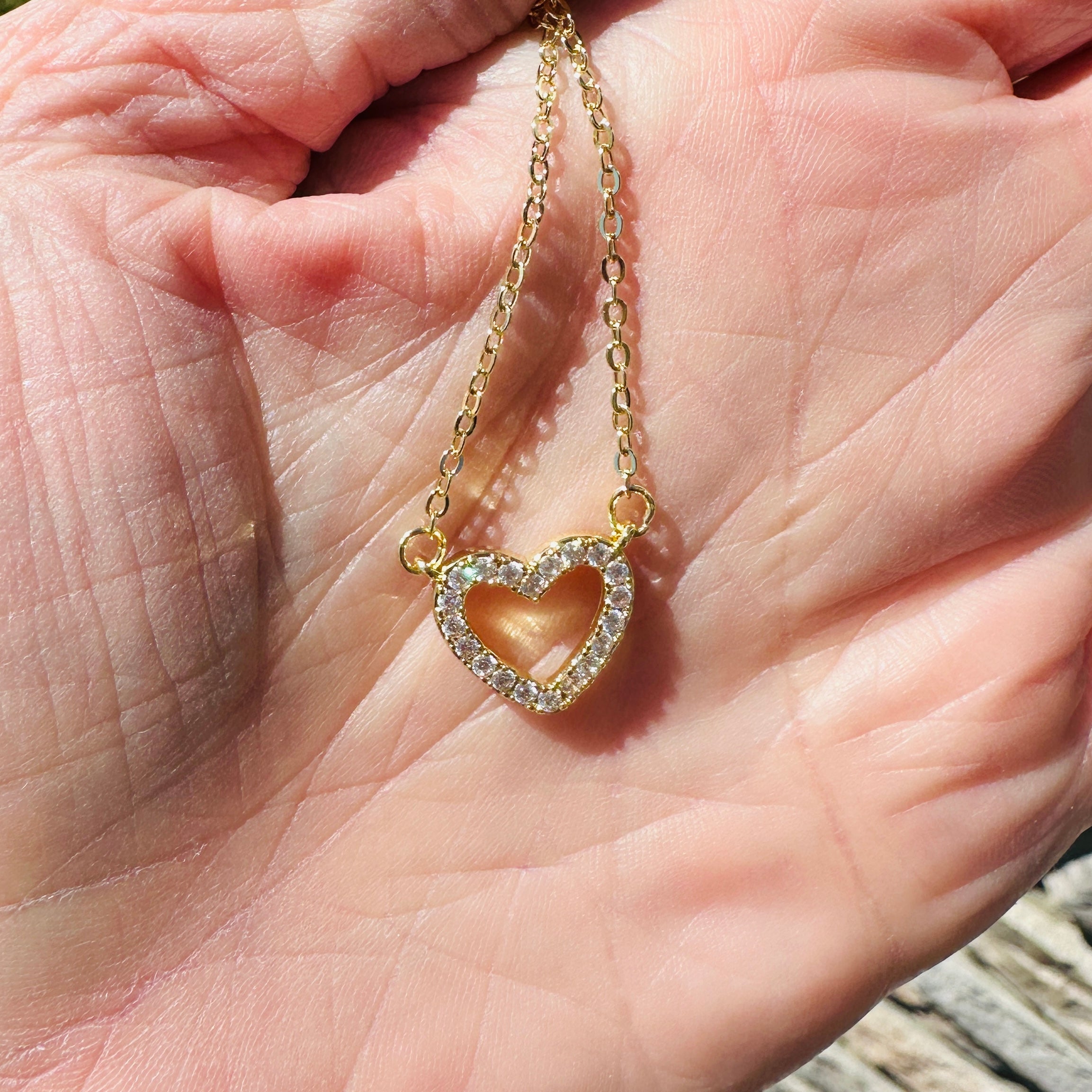 Natalie Gold Open Heart Necklace- 18"