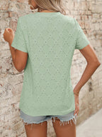 Women’s Floral Textured Short Sleeve Top Summer Vintage
