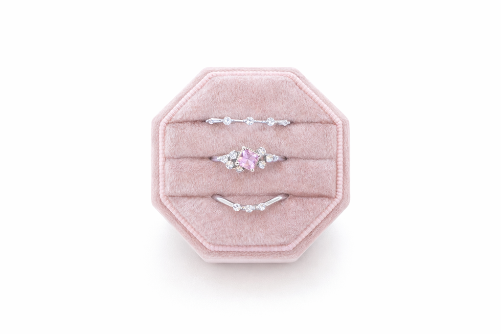 Blush Bloom Dainty 3 Piece Ring Stack- Silver