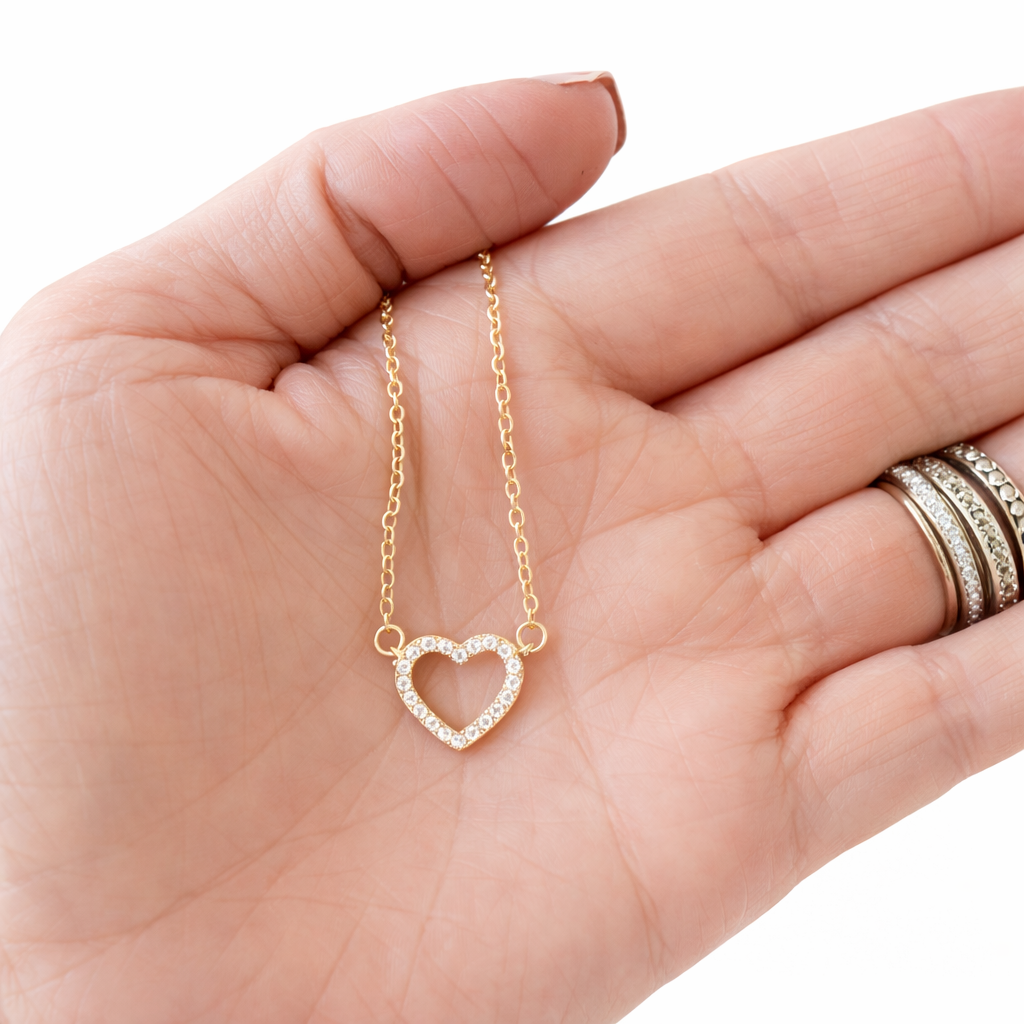 Natalie Gold Open Heart Necklace- 18"