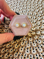 Aurora Opal Halo Stud Earrings- Gold