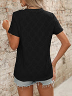 Women’s Floral Textured Short Sleeve Top Summer Vintage